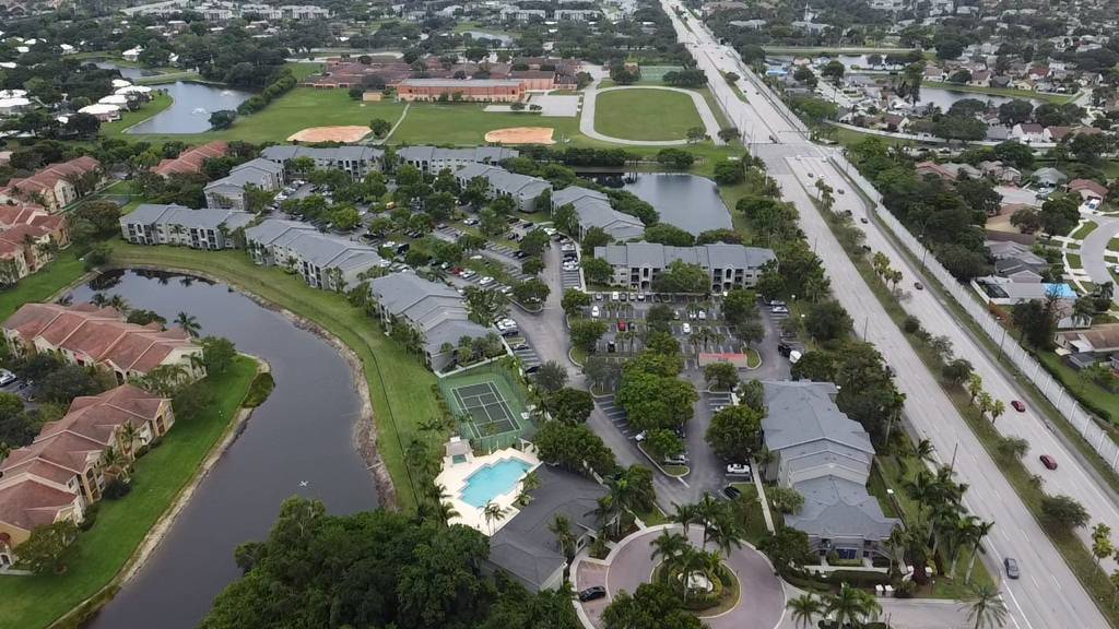Aerial view of residential roofing project in Florida