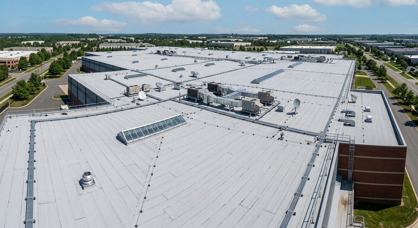 Aerial photo of a insurance claims assistance project by Edge 2 Edge Roofing