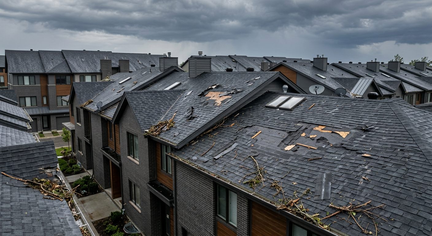 Aerial photo of a insurance claims assistance project by Edge 2 Edge Roofing