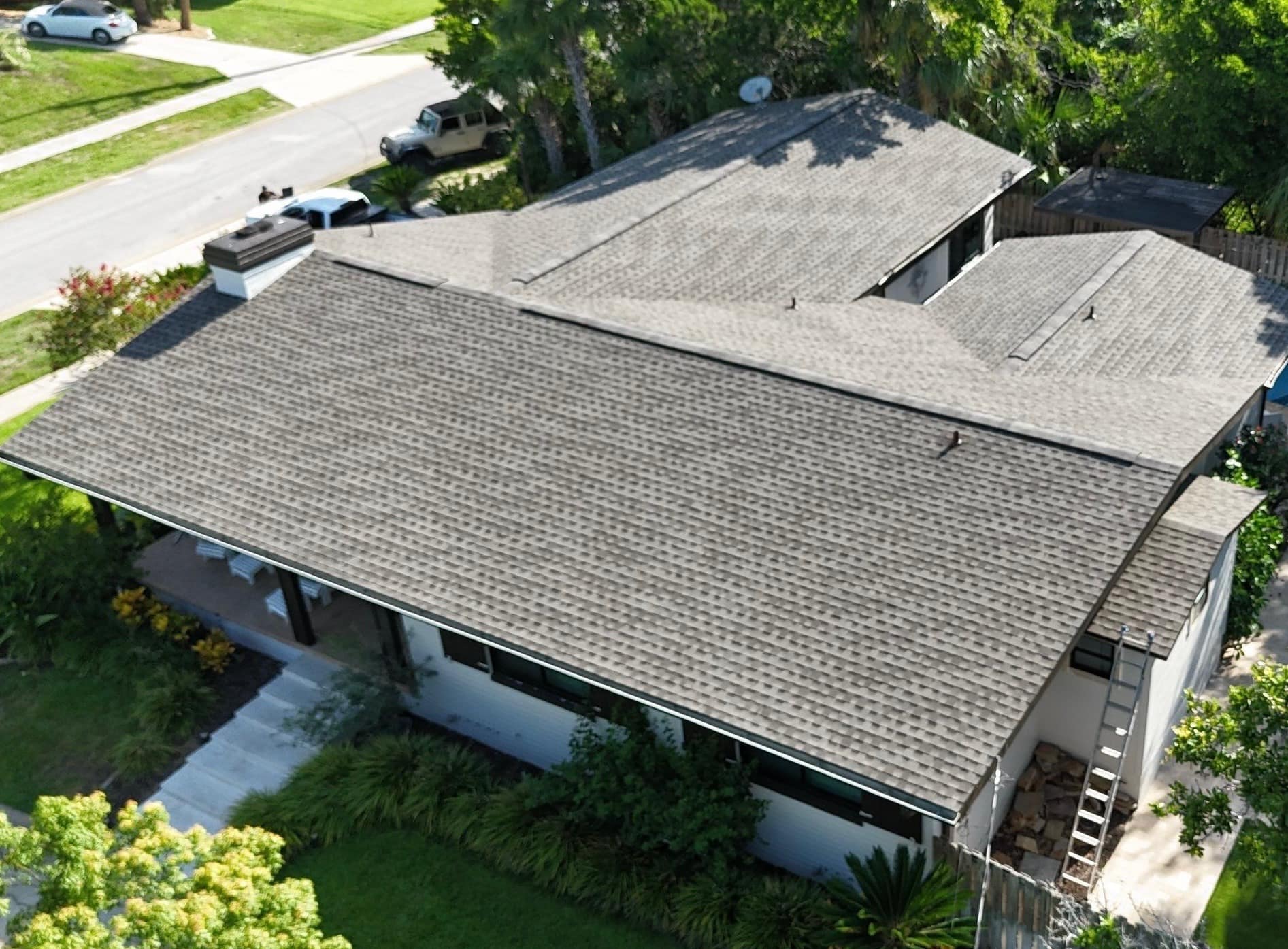Aerial photo of a insurance claims assistance project by Edge 2 Edge Roofing