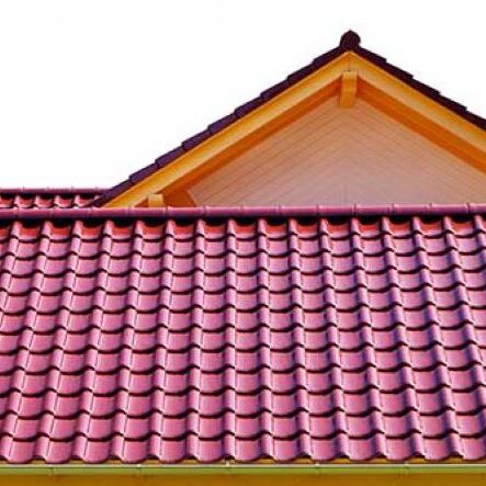 close up of a red tile metal roof